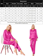 SWOMOG Long Sleeve Pajamas Set Silk Satin Sleepwear Button Down Pjs Loungewear with Pocket