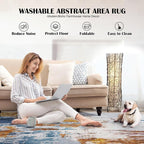 Entryway Rug Indoor Door Mat 3x5 Washable Boho Small Area Rug Non-Slip Ultra Soft Faux Wool Vintage Rug for Kitchen, Bathroom, Entrance, Throw Carpets for Bedroom, Living Room (Blue, Grey, Gold)