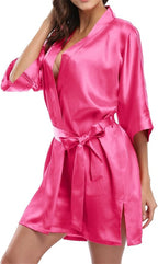 Giova Women's Satin Robe Bride & Bridesmaid Wedding Party Bathrobe Short Kimono Gown