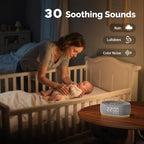 1Mii White Noise Sound Machine with Alarm Clock, Sound Machine for Sleep for Adults Baby, 30 Soothing Sounds, Smart App Controlled, Dimmable 7-Color Night Light, Sleeping Timer, 30 Volume Levels