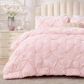 BEDELITE Baby Pink Queen Comforter Set - 3 Pieces Boho Pintuck Bedding Comforter Sets, Lightweight Soft & Warm Bed Comforter Queen with 2 Pillowcases for All Season