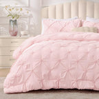 BEDELITE Baby Pink Twin Comforter Set - 2 Peices Boho Pintuck Bedding Comforter Sets, Lightweight Soft & Warm Twin Bedding Sets with 1 Pillowcase for All Season