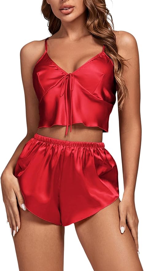 OPOIPIN Women's 3 Piece Pajama Set Sexy Cami Top and Shorts with Robe Sleepwear Loungewear Set