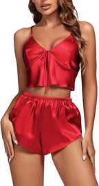 OPOIPIN Women's 3 Piece Pajama Set Sexy Cami Top and Shorts with Robe Sleepwear Loungewear Set