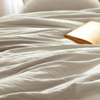 WRENSONGE Oversized Queen Comforter Set - 3 Pieces Prewashed Light Oatmeal Comforter Soft Lightweight for All Seasons,Down Alternative Comforters Oversized Queen Size with 2 Pillow Shams