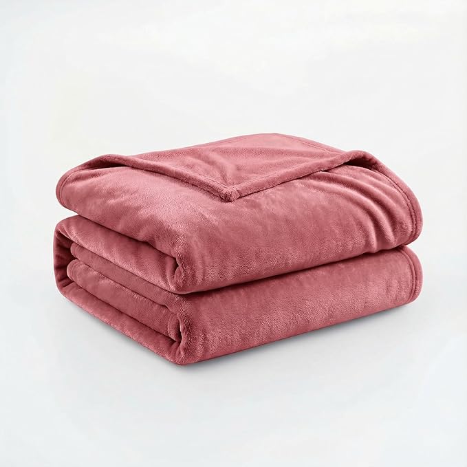 Fleece Blanket Full/Queen - 80x90 Inch Lightweight & Buttery-Soft Throw for Bed, Sofa, Camping | 300GSM Cloud-Touch Microfiber | Cozy Essentials for Travel & Movie Nights, (Dusty Rose)