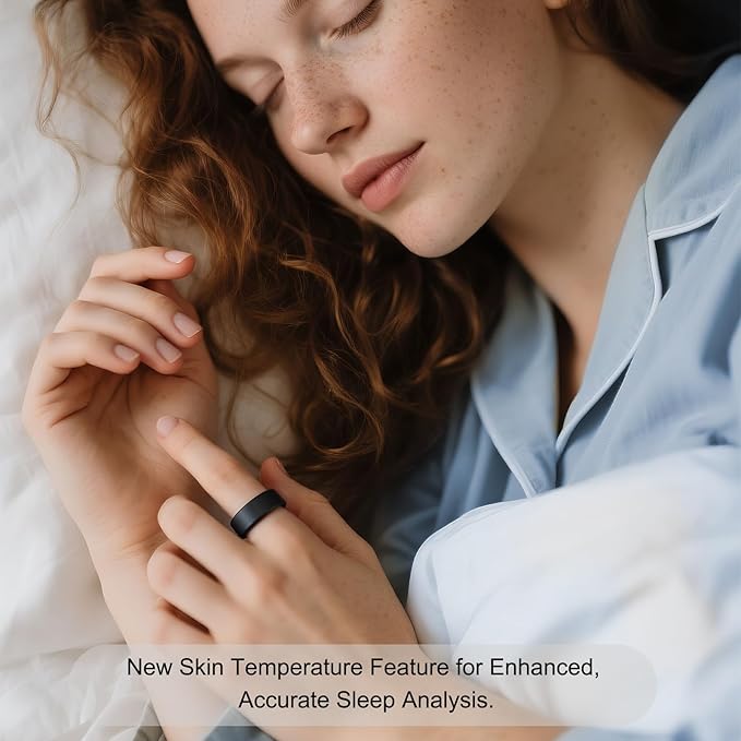 POBOVi Ring OnePlus - Ultra-Thin Titanium Smart Ring - 7 Days Battery Life - Fitness/SPO₂/Stress/HR/Sleep Skin Temperature Tracker - No App Fee - iOS&Android Compatible (Rose Gold, 9)