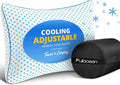 Cooling Shredded Memory Foam Travel & Camping Pillow Large, Adjustable College Dorm Pillow for Home-Like Comfort,Compressible Portable & Medium Firm Neck Support, Ideal Sleeping, Car, Airplane