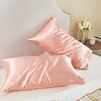 BEDELITE Satin Pillowcase for Hair and Skin, Super Soft and Cooling Similar to Silk Pillow Cases 2 Pack with Envelope Closure, Gift for Women Men(20"x30" Queen Size, Coral)