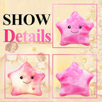 Cute Stuffed Animal Night Light Up Star Pillows for Kids Novelty Pillows,Glow in The Dark Plush Toy for Boys Girls Children Adults Birthday Christmas Doll Gifts,Soft Throw Pillow Pink Plushie