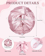 Canlierr 5 Set Adjustable Silk Satin Bonnet for Sleeping Women Scrunchie Double Layer Night Cap Sleep Turban Hair Wrap Unisex
