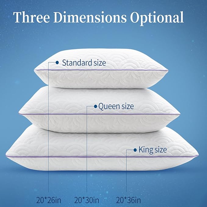 MOLCLCUY Memory Foam Pillows King Size Set of 2 Adjustable Cool Pillow for Side Back Stomach Sleepers Luxury Gel Pillow with Washable Cover