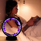 Runyangshi Amethyst Night Lamp 8.6" Natural Healing Crystal Bedside Lamp USB Port 3 Colours Dimming Mode Bedroom Lamp Suitable Night Light for Living Room Bedroom Office Home Decor Ideal Gift