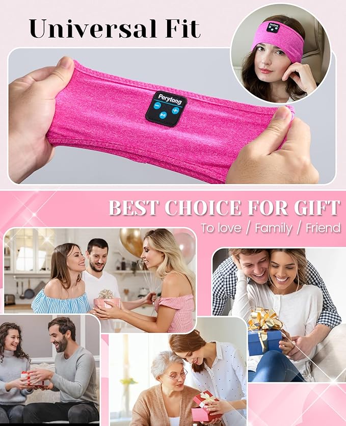 Perytong Sleep Headphones Bluetooth Headband Sleeping Headphones Wireless Sleep Headband with Comfortable Earbuds for Side Sleepers, Sleeping Eye Mask for Women Men Workout Running