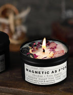 Magnetic AS F*CK, Hande Made Chakra Candle, Magic Attraction, Manifestation Crystal, Self Love, Ritual Meditation (8oz).