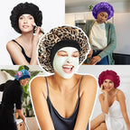8Pcs Satin Bonnet Silk Bonnet, Hair Bonnet for Sleeping, Elastic Wide Band Silk Sleep Cap, Soft and Breathable