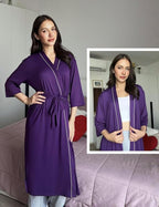 Ekouaer Robes for Women Long Knit Bathrobe Lightweight 3/4 Sleeves Kimono Robe Soft Sleepwear with Pockets S-XXL