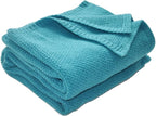 Cyan Blue Waffle Texture Throw Blanket for Couch,Soft Cozy Cable Knit Throw for Bed Sofa Chair Living Room,Lightweight Warm Maximalist Decor Christmas Blanket,50"x60" (cr-A01)