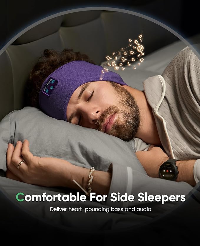 Perytong Sleep Headphones Sleeping Bluetooth Headband, Soft Headphone Band with Ultra-Thin Speakers Perfect for Side Sleepers, Running, Workout, Jogging, Yoga, Insomnia Cool Gadgets