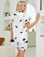 DOLOS Silk Satin Pajama Set for Women Short/Long Sleeve 2-Piece Silky Pajamas for Women Button Down Pjs Sleepwear Loungewear