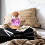 Runyangshi Amethyst Bud Night Lamp 6.3" Natural Healing Crystal Aroma Stone Diffuser Bedside Lamp USB Port 3 Colours Dimming Mode Bedroom Lamp Home Decor