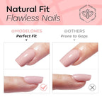 Modelones Whisper Pink Press on Nails, Spring Short Square Fake Nails, Reusable Nail Kit with Nail Glue Adhesive Tabs Mini Nail File, Nails Press Ons 32Pcs16 Sizes, Women Girl Gift