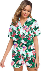 SWOMOG Womens Silk Satin Pajamas Set Short Sleeve Sleepwear Button Down Top and Shorts Loungewear 2 Piece Pjs Set XS-3XL