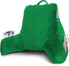 Clara Clark Reading Pillow with Shredded Memory Foam for Sitting Up in Bed and Couch, Back and Arms Adjustable Support for Adults & Teens Backrest Pillows for Reading, with Washable Cover Green