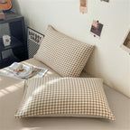 Nayoroom Gingham Duvet Cover Full Size Brown Tan Plaid Checkered Comforter Cover 3 Pieces Soft Lightweight Washed Microfiber Farmhouse Grid Dorm Bedding Set with Pillowcases