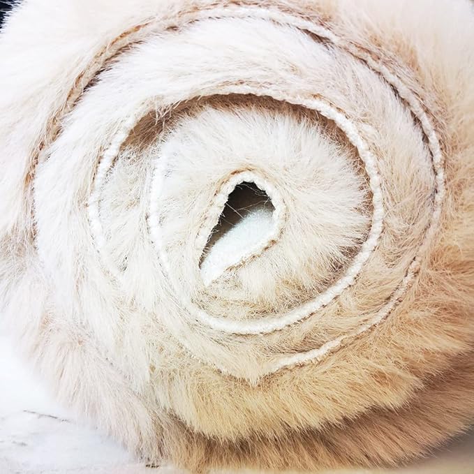 Ghouse Light Brown Beige Faux Rabbit Fur Rug 6x9 Machine Washable Area Rugs for Bedroom Fluffy Rugs for Living Room No-Shedding Carpet Sheepskin Rug