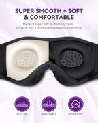 MUSICOZY 3D Bluetooth Sleep Mask with HD Stereo Sound, Wireless Sleep Headphones for Side Sleepers, Music Headband Eye Mask for Sleeping, Relaxation, Travel, Yoga, Cool Gadgets for Women Mom Girls