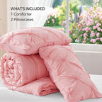 BEDELITE California King Comforter Set - 3 Peices Boho Pintuck Bedding Comforter Sets, Lightweight Soft & Warm Twin Bedding Sets with 2 Pillowcase for All Season