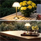 Liliful 2 Pcs Cordless Table Lamp Rechargeable Touch LED Small Gold Portable Battery Operated USB-c Desk Lamp 3 Color Dimmable for Bedroom Living Room Dining (Gold,Mushroom Style)