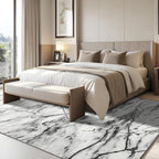 CRYPTOLITE Area Rugs 8x10 Rug for Living Room Abstract Washable Rug with Non-Slip Backing Low Pile Area Rug for Bedroom, Dining Room, Silver&Grey