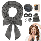 Satin Heatless Hair Curler Curls Overnight Hair Curlers to Sleep in, Hair Curlers No Heat Curls Overnight, Heatless Curling Set for Women Long Hair - 8 Pcs (Dark Gray)