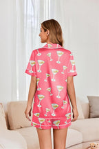 Ekouaer Womens Satin Silk Pajamas Set Short Sleeve Sleepwear Button Down Top and Shorts Loungewear 2 Piece Pjs Set S-XXL