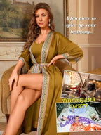 ChiaoLezhee Satin Robe Sets For Women, 2-PC Lightweight Bathrobe, Silk Sleepwear Kimono Bridesmaid Sexy Robes