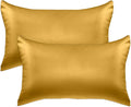 Elegant Comfort 2-Pack Cooling Viscose Satin Pillowcase Set with Hidden Zipper Closure, Silky Smooth for Best Hair and Skin Care-Beautiful Gift Box-2-Piece Satin Pillowcase Set, Standard/Queen, Gold