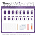 Modelones Midnight Purple Press on Nails, Short Square Fake Nails, Reusable Nail Kit with Nail Glue Adhesive Tabs Mini Nail File, Nails Press Ons 32Pcs16 Sizes, Women Girl Gift