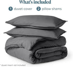 Bare Home Bedding Duvet Cover Oversized King Size - Premium 1800 Super Soft Collection - Lightweight, Duvet Cover - Soft Textured Bedding (Oversized King, Grey)