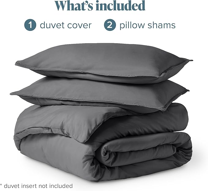 Bare Home Bedding Duvet Cover Queen Size - Premium 1800 Super Soft Duvet Covers Collection - Lightweight, Cooling Duvet Cover - Soft Breathable Bedding (Queen, Grey)