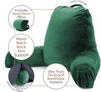 Clara Clark Reading Pillow with Shredded Memory Foam Includes 2 Neck and Lumber Support Pillows, Designed for Sitting Up in Bed and Couch Back and Arms Adjustable Support for Adults & Teens Dark Green