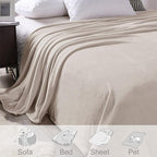 Exclusivo Mezcla Fleece Blanket Twin Size for Bed, Super Soft and Warm, All Season, Cozy, Plush, Lightweight, 60x80 Inches Camel