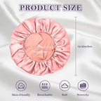 ZHENSILK 2Pcs Silk Bonnet for Sleeping, Satin Hair Bonnets, Soft Elastic Band Silk Sleep Cap, Hair Wrap for Women(Black Pink)
