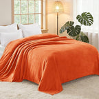 Exclusivo Mezcla Fleece Blankets Queen Size for Bed, Super Soft and Warm, All Season, Cozy, Plush, Lightweight, 90x90 Inches, Burnt Orange