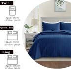 IR Imperial Rooms 8 Pack California King Quilt Bedding Set (118"x106") - Bulk Wholesale for Hotels, Guest Bedroom & Airbnbs - Lightweight Microfiber Reversible Embossed Quilts Bedspread (Navy)