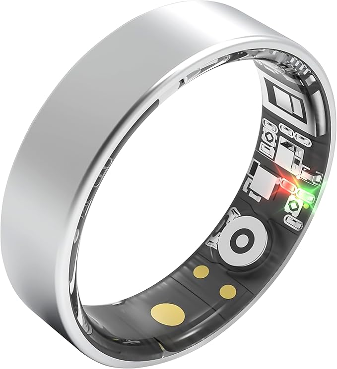 Smart Ring Health Tracking, Sleep Tracking, Heart Rate, Blood Oxygen, Blood Pressure，Fitness Ring, Activity Monitoring, 5 Days Battery, 5ATM Waterproof, No Subscription (Silver, 11#)