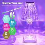 Crystal Table Lamp, 16 Color Changing Touch Crystal Rose Lamp with Remote, Rechargeable LED Diamond Romantic Night Light, Small Acrylic Cordless Table Lamp for Bedrooms Party Dinner Bar Decor Lights