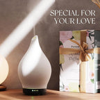 Porseme 150ml Essential Oil Diffuser Ceramic Color Changing Aroma Air Diffusers Aromatherapy Ultrasonic Cool Mist Humidifier 6 Running Hours for Sleeping Yoga Office Spa(White Ceramic, Black Base)