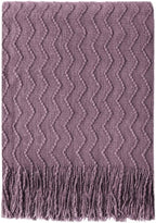 BOURINA Dark Lavender Throw Blanket 50 x90 Inches Textured Solid Soft Sofa Throw Bed Runner Knitted Decorative Blanket